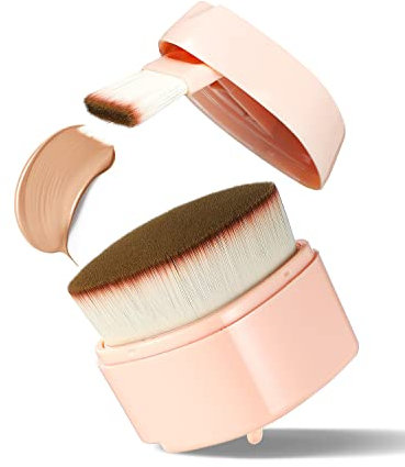 EIGSHOW Pinceau de fond de teint plat, pinceau de fond de teint rétractable avec étui, portable (rose)