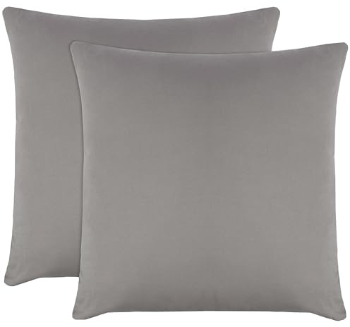 ZOLLNER 2er Set Feinjersey-Kopfkissenbezüge 100% Baumwolle, 80x80 cm, Grau
