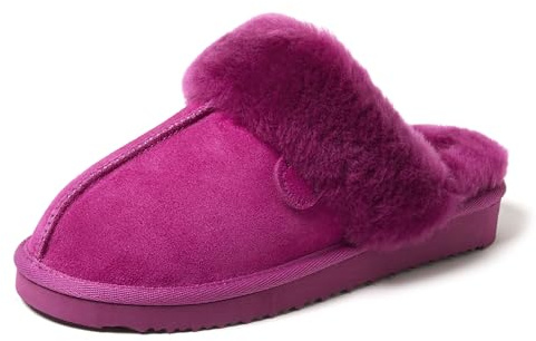 Damen-Hausschuhe „Fireside Sydney“ aus Lammfell für drinnen und draußen mit weiter Passform, Mystic Purple, 37.5 EU