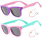 Lentes de Sol Flexibles para Niños y Niñas Polarizados Irrompibles Protección UV400 Certificado Bebés Gafas con Funda, 2-8 Años (Morado/Rosa + Rosa/Cian)