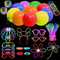 MOSSNDAR Knicklichter Party Set, Leuchtstäbe für Kinder mit Große Ballons,Neon Brille,Leuchtende Armbänder, Glow Sticks für Neon Party Deko Halloween Weihnacht Silvester Deko 2025 Feuerwerk Party