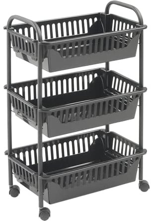 Metaltex Oslo Allzweckwagen Lava Line, Wagen mit 3 Etagen, schwarz, 41x26x63 cm