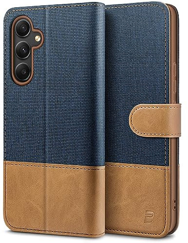 BEZ Handyhülle für Samsung Galaxy A54 5G Hülle, Tasche Kompatibel für Samsung A54 5G/ A54, Schutzhüllen aus Klappetui mit Kreditkartenhaltern, RFID Schutz, Magnetverschluss, Blaue Marine