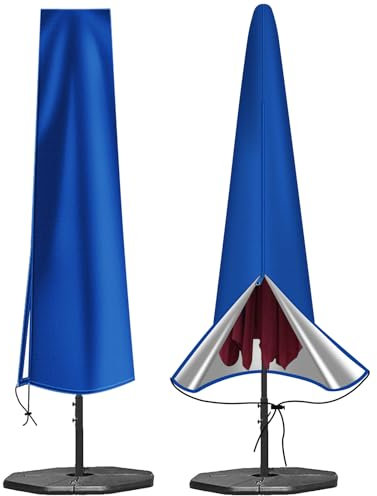 OKPOW Parasol Covers Waterproof 600D Oxford Fabric Patio Umbrella Cover with Zip (190 * 30 * 50cm), for 2.5m 2.7m 3m Garden Outdoor Umbrella (Blue)