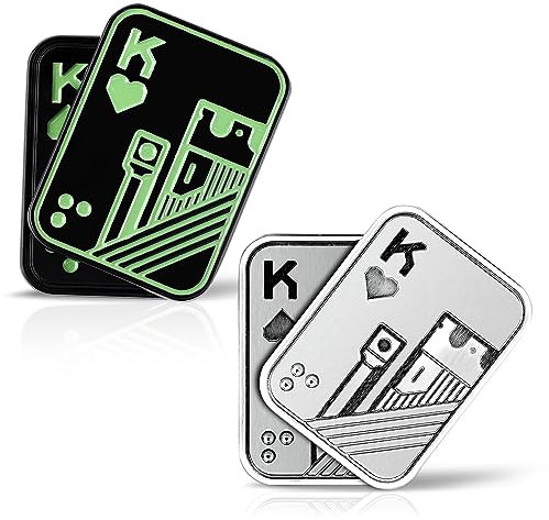 2 Stück Fidget Toys Metall, Metall Poker Push Karte mit Silbernem KK und Schwarzem KK Lustiges EDC Magnetisches Metall Fidget Spielzeug zum Stressabbau