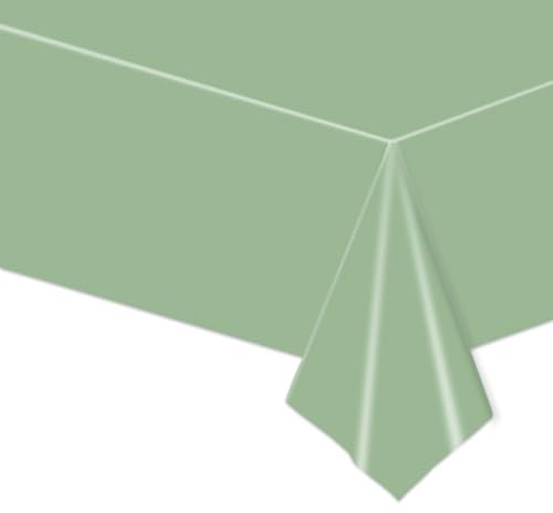 POPOYU Tovaglia Verde Salvia Decorazioni per Feste di Compleanno,137x274cm Tovaglia per Feste,Tovaglia da Colorare Decorazioni,Gigante Carta Tovaglia per Bambini Baby Shower,Matrimonio,Natale