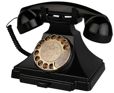 Telefono fisso retrò, telefono antico con cavo, stile vintage, quadrante rotante anni '30, telefono decorativo per la casa, vecchio stile, telefoni per anziani, telefoni rotanti di base per