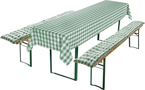 REDBEST Auflagen und Tischdecke Nashville 3-teilig grün Größe 90x260 cm
