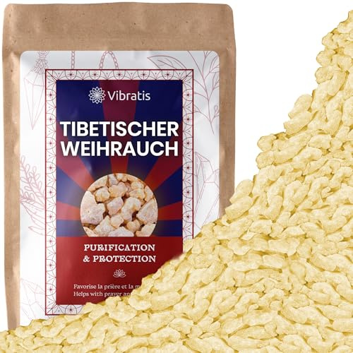 Vibratis Tibetischer Weihrauch in Körnern, 250 g, kraftvolle Reinigung und Schutz, hilft bei der Konzentration und stimuliert das Denken | fördert das Gebet und die tiefe Meditation | 100 % natürlich