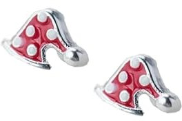 925 Sterling Silber Weihnachts-ohrstecker, Weihnachtsmann-rothut, Kleiner Ohrring Für Frauen Und Mädchen, Schöner Festlicher Geschenkschmuck