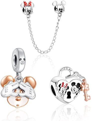 MITSOKU Cartoon Maus Herz Cartoon Maus Cartoon Maus Sicherheitskette Charm 925 Sterling Silber Frauen Armband Halskette Weihnachten Anhänger Valentinstag Muttertag Mädchen Geschenk