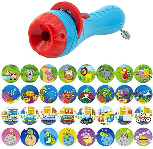Kids Flashlight Projector, Slide Projector Flashlight with Image Reels, 32 Patterns Handheld Small Torch Projector for Kids, Early Educational Learning Bedtime Night Light Projection Toy for Children