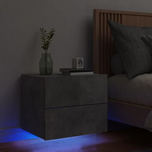 Festnight Nachttisch Hängend mit LED Beleuchtung Wandregal mit Schublade Nachtschrank Hängeschrank Modern Wand Nachtkommode Wandschrank Wandboard Wandschublade
