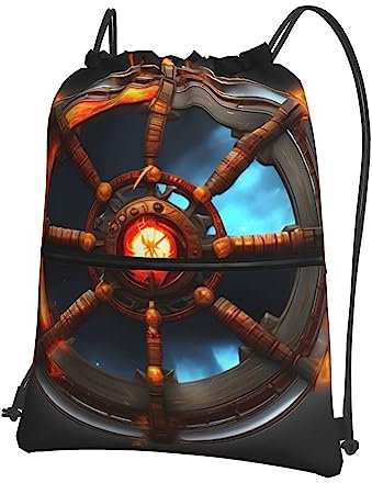 GerRit Yin Yang Shield Rucksack mit Kordelzug, für Herren und Damen, Sport, Fitness, für alle Anlässe, Schwarz , One size