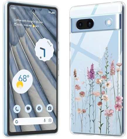 Kaywzo Hülle für Google Pixel 7a,Transparent TPU Handyhülle mit Gemälde Blume Muster,Ultradünn Stoßfester Schutzhülle,Schön Silikon Cover Case-3