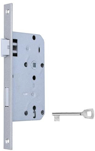 MS Beschläge Einstemmschloss eckiger kantiger Stulp 235mm x 20mm Einsteckschloss Dornmaß 55mm Metallschloss Türschloss Innentürschloss (Buntbart, DIN links)