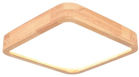 LIGKIN LED Deckenlampe Holz 24W Deckenleuchte Quadrat 30cm Neutrales Licht 4500K Durchmesser Modern Küchenlampe Lampe Wohnzimmer für Balkon Flur Babyzimmer Schlafzimmer Esszimmer (Dicke 5,5 cm)
