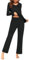 Ekouaer Ensemble Pyjama pour Femme à Manches Longues, vêtements de Nuit Doux pour Dames, Costume de Nuit, Noir, L