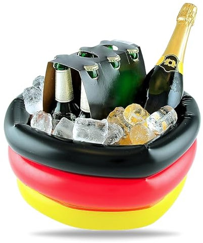 XXL Getränkekühler aufblasbar 60 cm - Kühler für Getränke - Fanartikel Tischdekoration für Fußball WM, EM 2024 (Getränkekühler Deutschland)