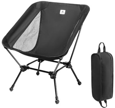 Chaise de plage pliante ultra légère et compacte avec grands pieds anti-enfoncement et sangle de soutien dorsal (noir)