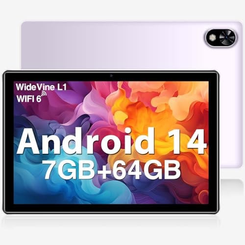 DOOGEE U9 2025 Newest Android 14 10 Tablet 7GB RAM+64GB ROM 1TB TF, Bluetooth 5.0 WIFI 6 Tablets, 10W Fast Charging Android Tablet, OTG, Type C,3.5mm Heakphone Jack, 2 Years Warranty, Lavender Purple
