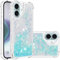 QIWEIQING Kompatibel mit für iPhone 16 Glitzer Leicht Hülle, Handyhülle Flexibel TPU Silikon Cover Erhöhte Kanten Flüssigkeit Treibsand Schutzhülle für iPhone 16.Lake Blue YBL