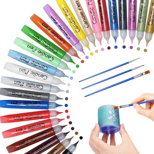 Hcunbsu 24 Stück Wachsstifte für Kerzen, Kerzenstifte 10 ml, Kerzen Bemalen Set, Kerzen Selber Machen Set Candle Pen Individualisieren (24 Farben-A)