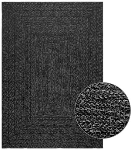 vidaXL Teppich ZIZUR Anthrazit 140x200cm Jute-Optik Indoor und Outdoor, Fußmatte, Bodenteppich, Teppichboden, Bodenmatte, Flächenvorleger
