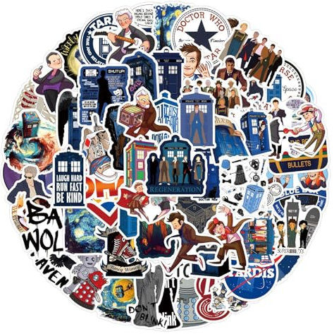 110 Stück Doctor Who Aufkleber für Laptops, Coole klassische Cartoon-Aufkleber für Teenager, Kinder, Jungen, Computer, Skateboards, Handys, Sammelalben