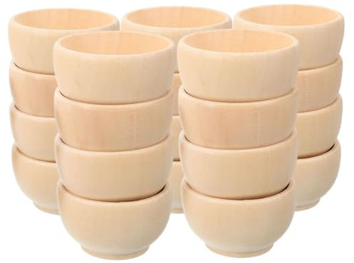 Operitacx 20pcs DIY Wooden Decor Bowls Small Wood Ornaments for Boys and Girls to Paint for Home Decoration and Craft Projects Wood Ornament Blanks