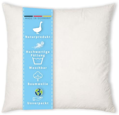 Kissenoutlet24 Federkissen 80x80 cm Gänse- & Entenfedern Made in Germany | Bauschige Naturfedern-Kissenfüllung | 100% Baumwolle-Bezug | kein Lebendrupf | waschbar | OEKO-TEX