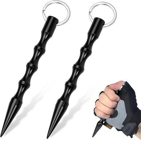 2 Stück Kubotan Selbstverteidigung,Legale Waffen zur Selbstverteidigung Waffen Legal,Self Defense Keychain,Kubotan Schlüsselanhänger Selbstverteidigung,Defence Verteidigungs Waffen (Schwarz)