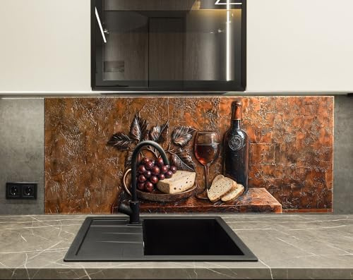 Myphotostation 101,6 x 50,8 cm (B x H) Wein-, Käse- und Brotglas-Küchenrückwand, Glas-Spritzschutz für Küche, Herd, Herd-Wandpaneel, Herd-Rückabdeckung