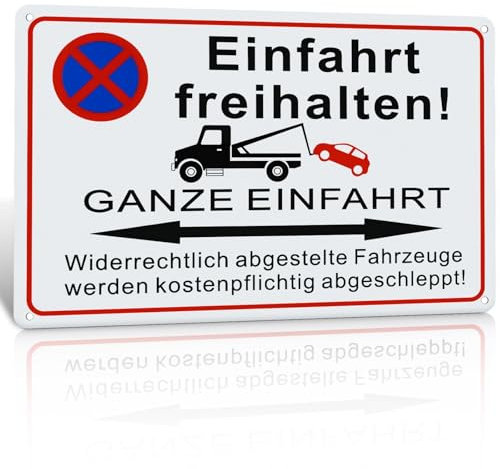 FLEXNOVA Einfahrt Freihalten Schilder 30×20cm, Ausfahrt Freihalten Schild Metall, Einfahrt Freihalten Schilder Parken Verboten Aluminium UV-beständig für Außenbereich Innenbereich