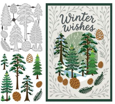 UNICRAFTALE 9 Stück Stanzformen Mit Metallbaumrahmen Für Die Kartenherstellung Winterbaum Stanzungen Weihnachtsbaum Stanzschablonen Vorlagen Scrapbooking Prägevorlage Für Selbstgemachte Dekorative