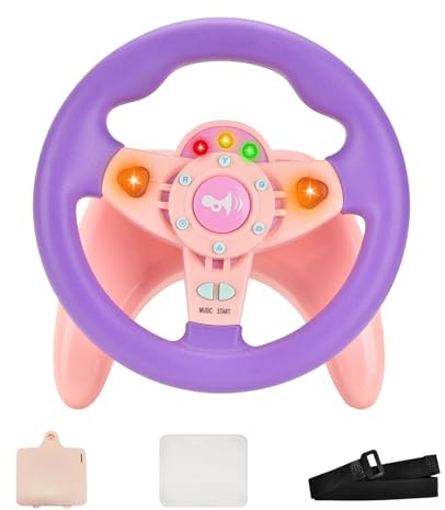 RedCrab Kinder Lenkrad Spielzeug, 360° Rotation Simulierter Tragbarer Controller mit Klang und Musik Lenkrad Spielzeug für Auto, Lernspielzeug Geschenk für Kinder Jungen und Mädchen (Violett)