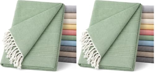 ECOMMERC3 Couvre-lit Multifonction léger et élégant pour canapé ou lit Vert 180 x 260 cm (Lot de 2)