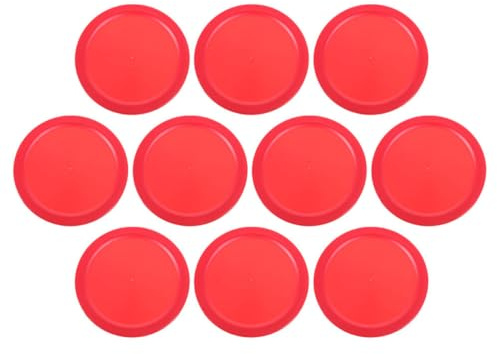 Eishockeypucks 10 Stück aus Kunststoff für Tischhockey und Spieltische | Rot, 64mm Durchmesser, Ersatzteile für Hockeytisch und Tischspiel, mit Zehn Stück