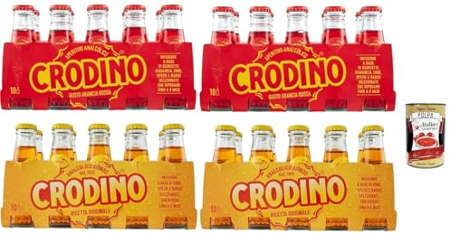 Italian Gourmet Bundle Crodino, Apéritif Sans Alcool Arancia Rossa 40 x 100 ml Boisson Pétillante Bitter Orange Rouge Format Verre Prêt à Servir pour Apéro et Cocktails + Italian Gourmet Polpa