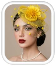 Adramata Fascinators Damen mit Perlenkette Kopfschmuck Hut für Damen | Blumen Federstirnband Hutclip Fascinators für Hochzeiten, Cocktailpartys, Teepartys,Damen Hut