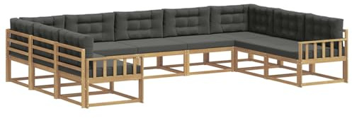 vidaXL Outdoor-Sofagarnitur mit Kissen 9 pcs Weiß und Anthrazit, Zeitgemäße Gartenmöbel, modernes Sofa-Set, gemütliche Lounge für den Pool, Sitzgruppe für den Garten