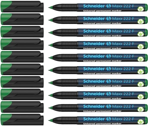 Schneider Maxx 222 F Universal-Marker (permanent, Cap-Off-Ink, nachfüllbar, 0,7 mm) 10er Packung grün