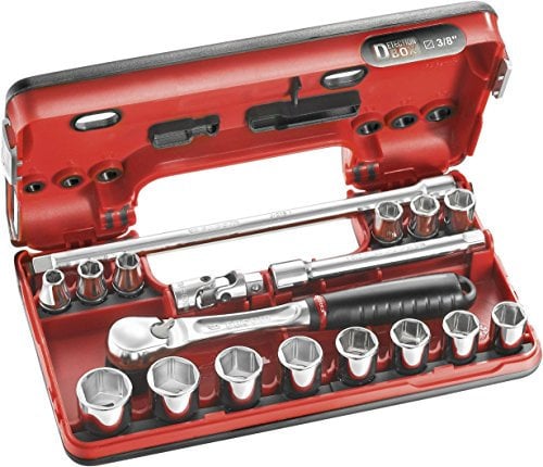 Facom FCMJLDBOX112 3/8-Inch Drive 12 Point Socket Set - Red