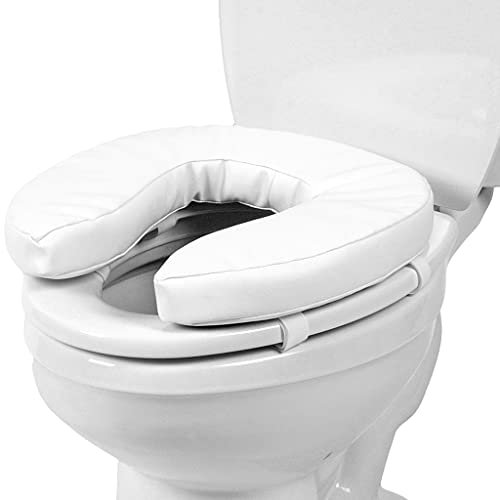 PCP Raised Toilet Seat Cushion, 2 High Padded Comfort Support, Universal Fit, Portable with Adjustable Fastening Straps