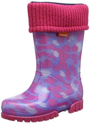 DEMAR Kinder Gummistiefel gefüttert Twister LUX (22/23, Herzen)