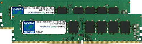 Global Memory 8 GB (2 x 4 GB) DDR4 2133 MHz PC4-17000 288-PIN ECC DIMM (UDIMM) Kit Ram per server/workstation/schede madri
