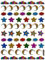 Charo Wolke Stern Mond Halbmond bunt Aufkleber 62-teilig 1 Blatt 135 mm x 100 mm Sticker Basteln Kinder Party Metallic-Look