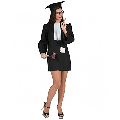Funny Fashion Richterin Kostüm Richter Anwalt Kleid Damen Verteidiger Gericht Karneval Set