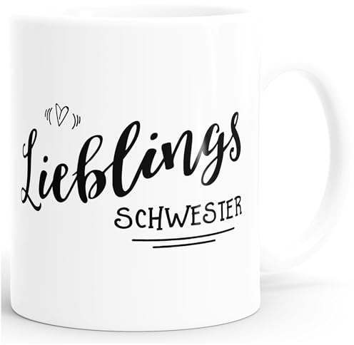 MoonWorks Geschenk-Tasse Kaffee-Tasse Lieblingsschwester Geschenk Schwester Familie Geschwister Lieblingsmensch Tasse einfarbig Weiss unisize