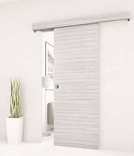 Porta scorrevole esterno muro in PALISSANDRO WHITE completa di binario e mantovana